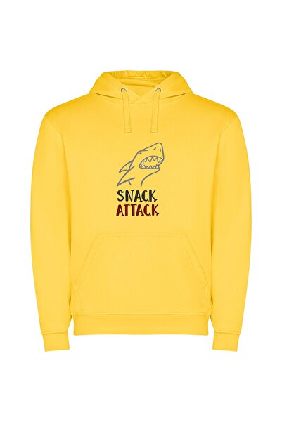 iLovePrints Sneaky Snack Attack Shark Φούτερ με κουκούλα σε χρώμα Κίτρινο
