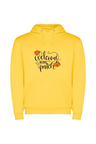 iLovePrints Patch of Warm Welcomes Φούτερ με κουκούλα σε χρώμα Κίτρινο