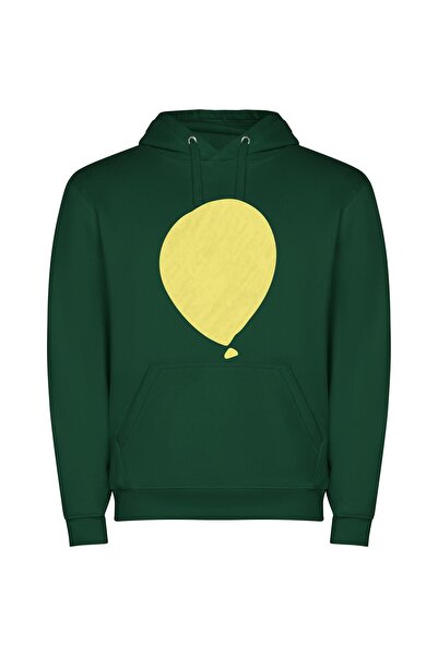 iLovePrints Gilded Yellow Balloon Beauty Φούτερ με κουκούλα σε χρώμα Πράσινο