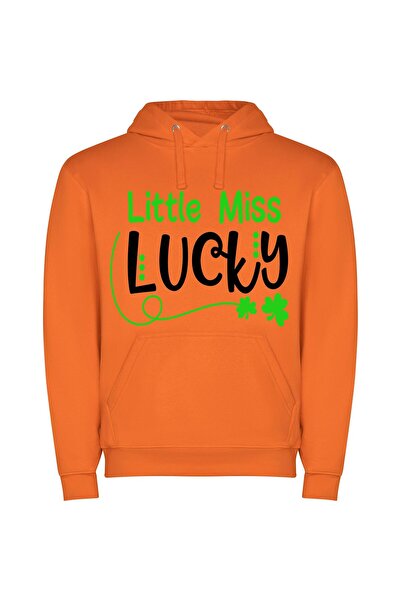 iLovePrints Lively Little Miss Fortune Φούτερ με κουκούλα σε χρώμα Πορτοκαλί