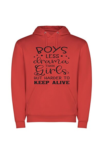 iLovePrints Drama & Survival: Boys Φούτερ με κουκούλα σε χρώμα Κόκκινο