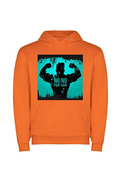 iLovePrints Silent Strength: Muscular Silhouette Φούτερ με κουκούλα σε χρώμα ...