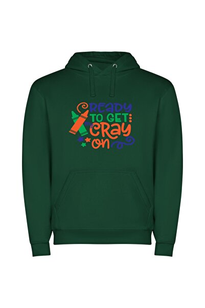 iLovePrints Creative Crayon Delight Φούτερ με κουκούλα σε χρώμα Πράσινο