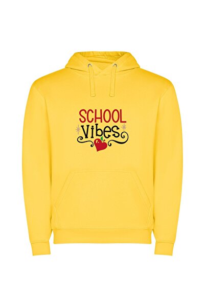 iLovePrints Vibrant School Vibes Φούτερ με κουκούλα σε χρώμα Κίτρινο