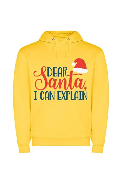 iLovePrints Explain Santa, Enjoyable Ideas Φούτερ με κουκούλα σε χρώμα Κίτρινο
