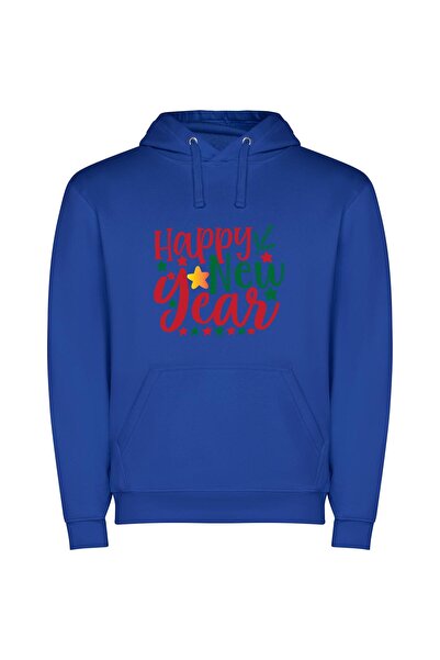 iLovePrints Festive New Year Delights Φούτερ με κουκούλα σε χρώμα Μπλε