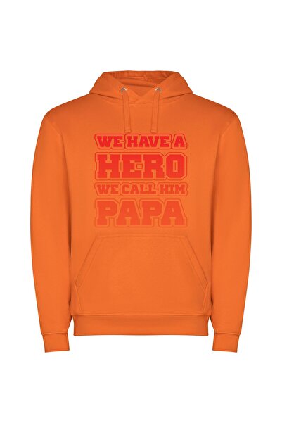 iLovePrints Papa: The Artistic Hero Φούτερ με κουκούλα σε χρώμα Πορτοκαλί