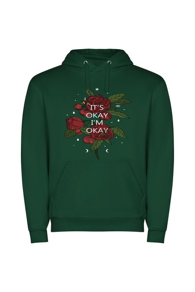 iLovePrints Okay Blooming Serenity Φούτερ με κουκούλα σε χρώμα Πράσινο