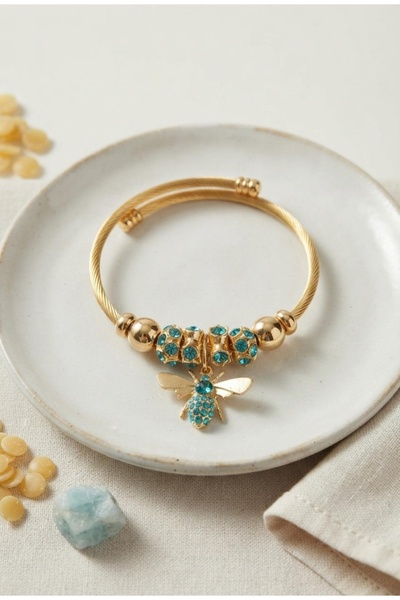 Generic Brand Green Bee Model Charm 316 L Steel Bracelet