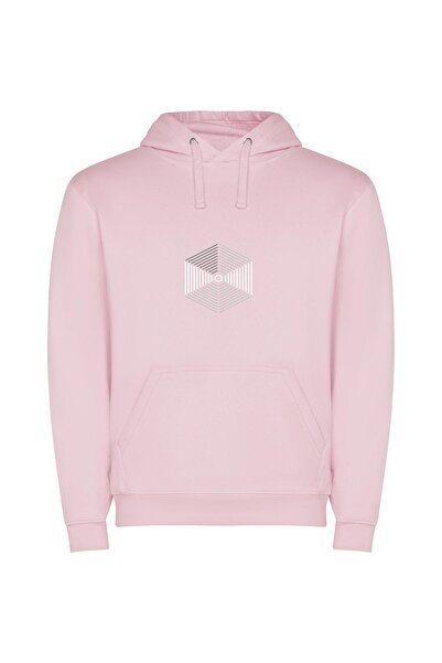 iLovePrints Monochrome Symmetrical Minimalism Φούτερ με κουκούλα σε χρώμα Ροζ