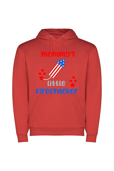 iLovePrints Patriotic Yummy Firecracker Kid Φούτερ με κουκούλα σε χρώμα Κόκκινο