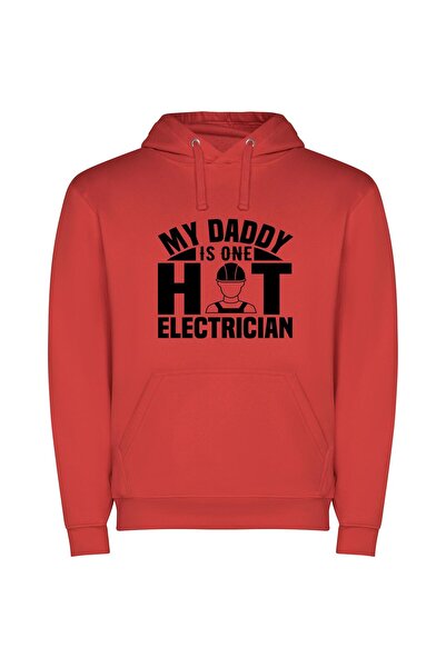 iLovePrints Electric Daddy Power Pose Φούτερ με κουκούλα σε χρώμα Κόκκινο