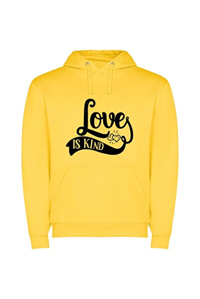 iLovePrints Infinite Love's Kind Features Φούτερ με κουκούλα σε χρώμα Κίτρινο