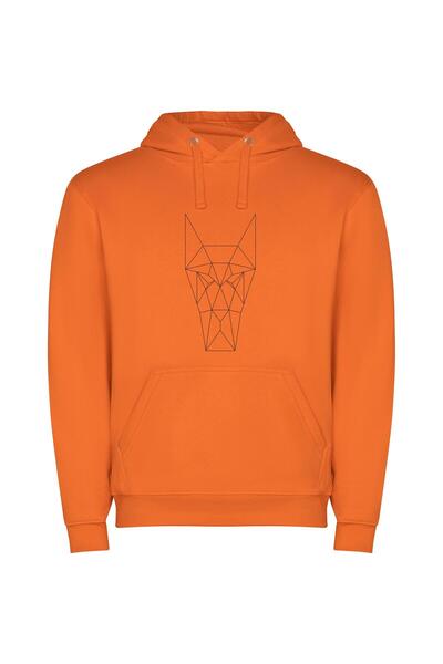 iLovePrints Wild Polygonal Animal Art Φούτερ με κουκούλα σε χρώμα Πορτοκαλί
