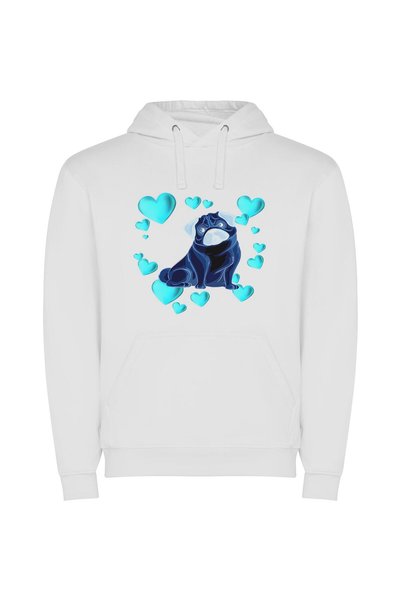 iLovePrints Love in Pug's World Φούτερ με κουκούλα σε χρώμα Λευκό