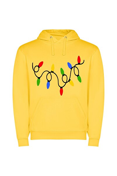 iLovePrints Radiant Festive Lasers Φούτερ με κουκούλα σε χρώμα Κίτρινο