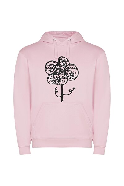 iLovePrints ''Elegant Floral Metal Sketch'' Φούτερ με κουκούλα σε χρώμα Ροζ
