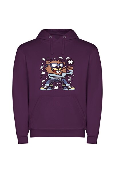 iLovePrints Animated Animal Avengers Φούτερ με κουκούλα σε χρώμα Μωβ