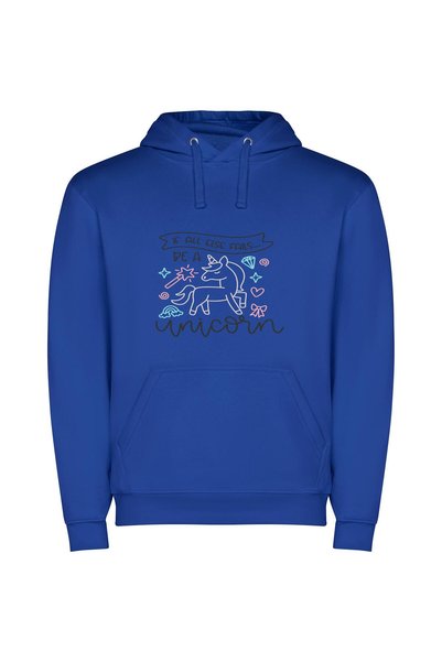 iLovePrints Be the Unicorn Φούτερ με κουκούλα σε χρώμα Μπλε