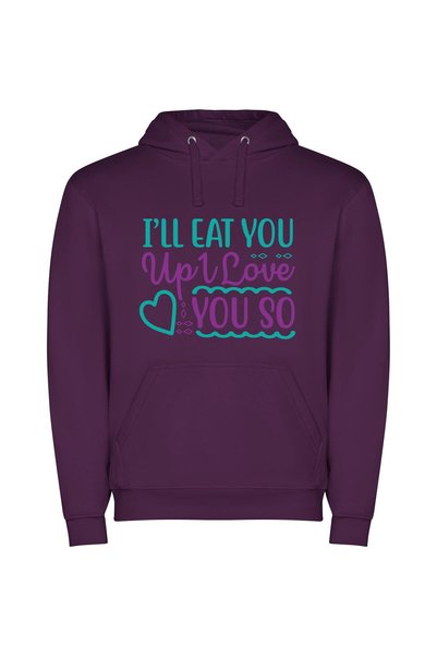 iLovePrints Yummy Love Cuteness Feast Φούτερ με κουκούλα σε χρώμα Μωβ