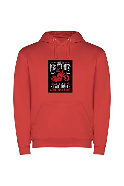 iLovePrints Fiery Motorcycle Obsession Φούτερ με κουκούλα σε χρώμα Κόκκινο