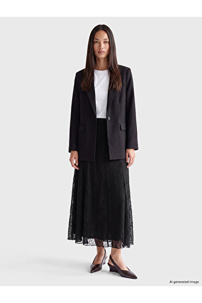 LC Waikiki Black Elastic Waist Lace Skirt