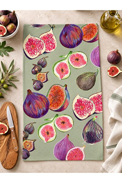 Piloji Decorative Kitchen Towel 35X50 cm Fig Pattern Printed Drying Towel Kit...