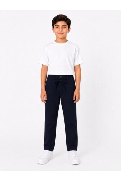 ERKEK ÇOCUK BELİ LASTİKLİ BAĞCIKLI KETEN PANTOLON