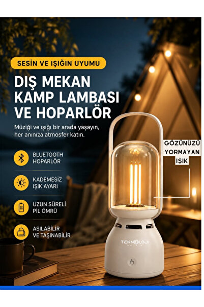 Teknoloji Gelsin Kamp Işıklı Bluetooth Hoparlör Güçlendirilmiş Pil Asılabilir...