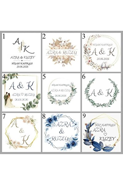 Kişiye Özel Nişan, Söz, Düğün Sticker Etiketi | İsimli Hediyelik Etiketi | 9 Farklı Şablon [50 ADET]