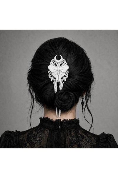 Sanemiss Gothic Moon Moth Hair Clip-Fork Set of 3