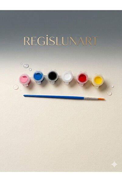 Regislunart 6’lı mini boya ve 1 adet boya fırçası akrilik boya ve fırça