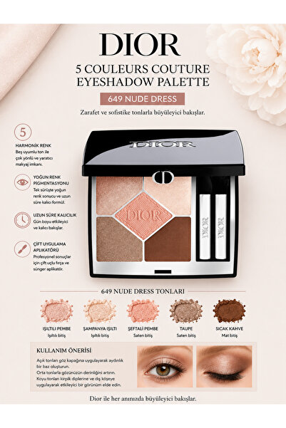 Dior Diorshow 5 Colors - 649 Nude Dress - Ultra Creamy and Radiant Look 5-Pie...