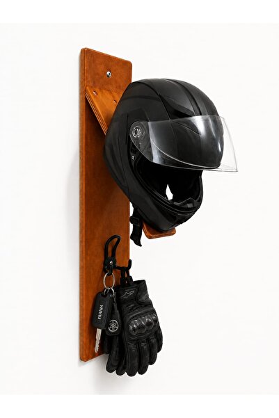 Kids Ahşap Motosiklet Kask Askılığı Duvar Tipi Kask Tutucu Anahtarlıklı