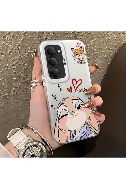 CHICASELUX حافظة مطبوعة بتصميم ثعلب وأرنب على شكل قلب متوافقة مع Redmi 15 5G،...