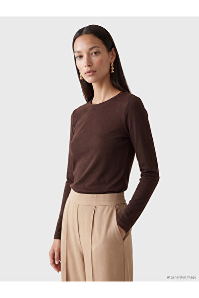 LC Waikiki Brown Crew Neck Soft Touch Women's T-Shirt