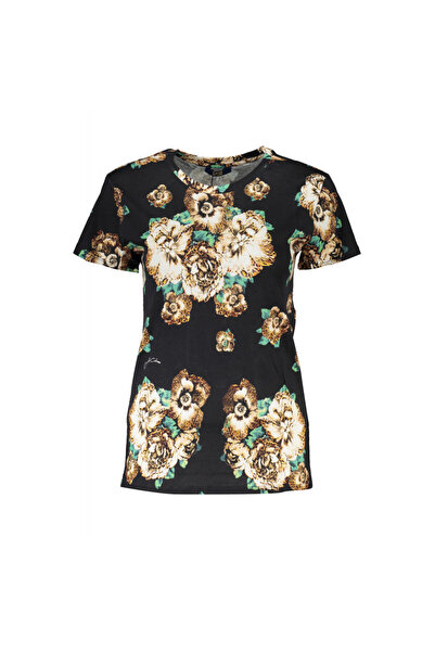 Cavalli Class Tricou Dama Negru cu imprimeu floral