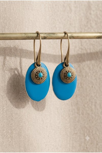 ZGNOVA Handmade Patina Metal Dangle Authentic Special Design Earrings