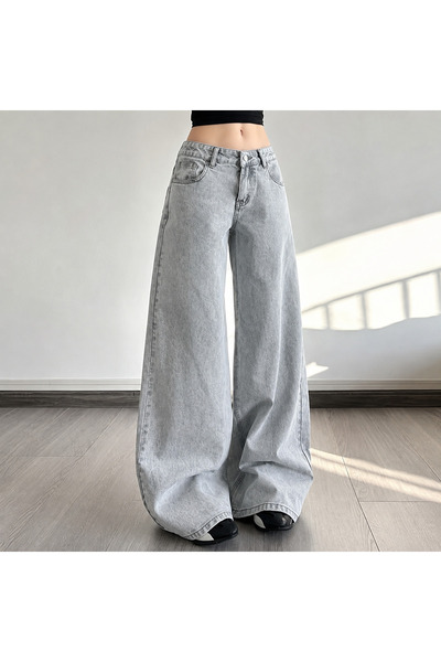 BALİNA Sive retro široke pantalone za žene - SOLO