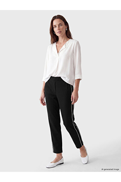 LC Waikiki Black Women's Trousers with Elastic Waistband Detail