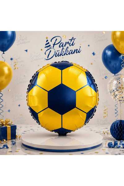 Parti Dükkanı Yellow Navy Blue Football Foil Balloon 18 Inch 45 cm Helium Com...