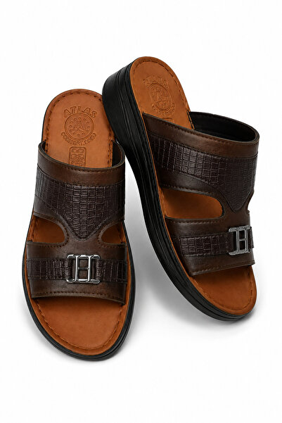 Generic Brand Chappal for Men, Leather Open Toe Slide Sandals with Padded Foo...