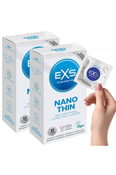 EXS Set de 12 prezervative, Nano Subțiri, Latex, 190 mm, Transparente
