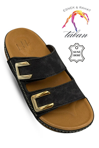 lil amore Women's slippers - velcro strap comfortable thick sole leather ethn...