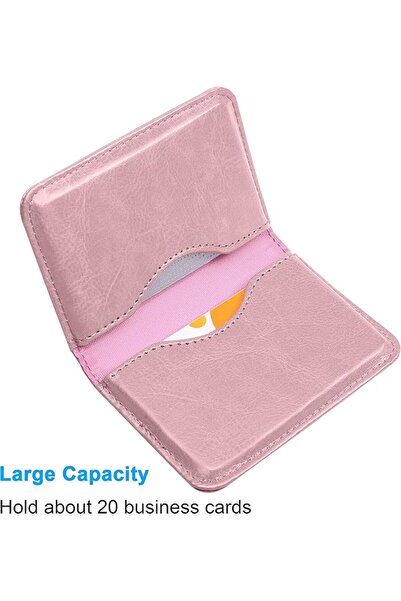 wisdompro Business Card Holder Double Sided PU Leather Business Card Holder w...