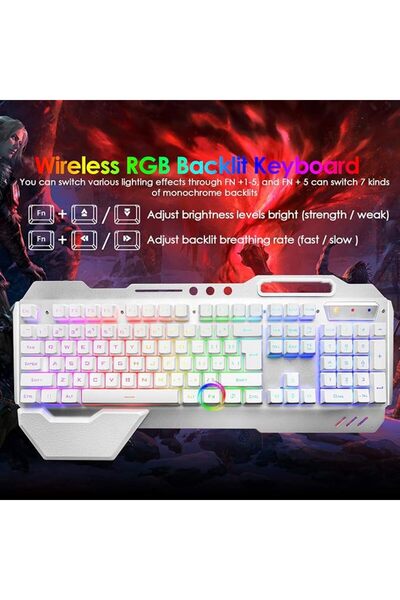 LexonElec Wireless gaming Keyboard and Mouse,Rainbow Backlit Rechargeable Key...
