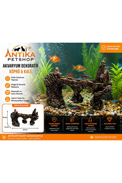 Antikapetshop Akvaryum Dekoratif Köprü & Kale Figürü