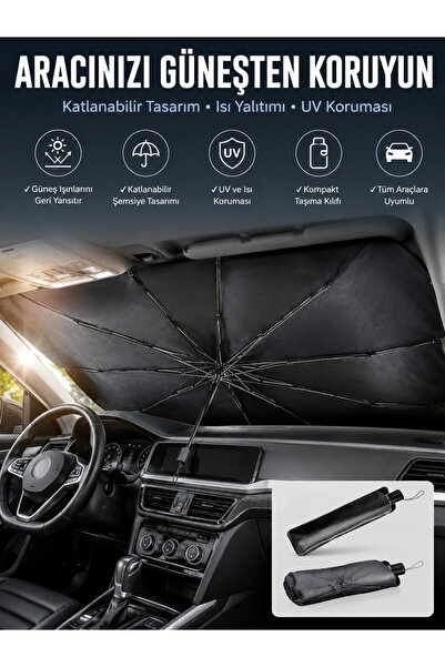 ARMÜZ Umbrella Sunshade Front Windshield Fit for All Vehicles Custom Coating