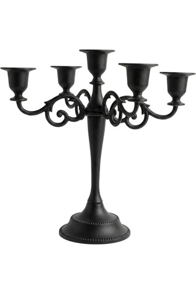 RELYE RELY+ 5 Arm Matte Black Candelabra Taper Candle Holders Christmas Decor...