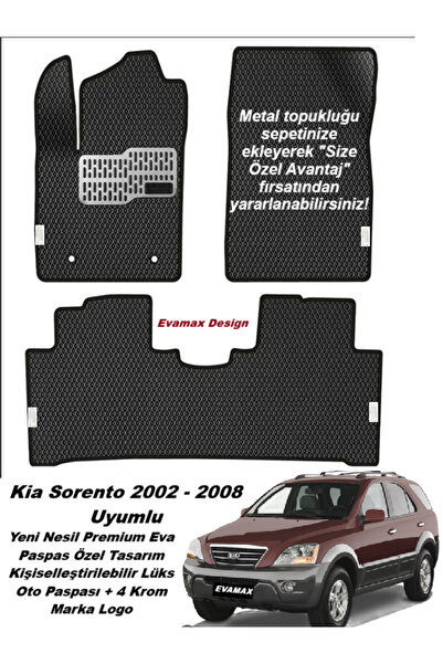 Evamax Design Kia Sorento 2002 - 2008 Uyumlu Yeni Nesil Premium Eva Paspas Öz...